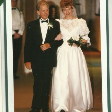 My dad walked me down the aisle and gave me away, despite my bird's nest hairdo.